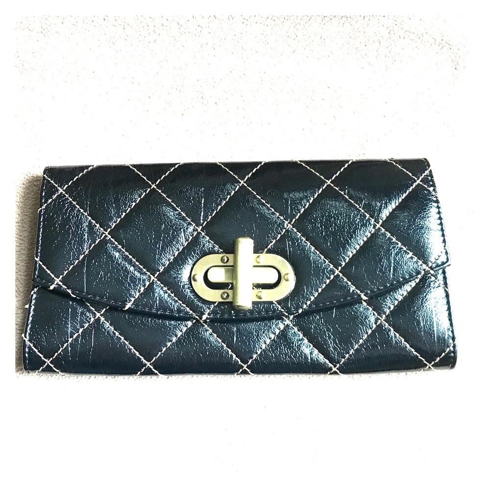 Black and Gold Quilted Clutch Purse